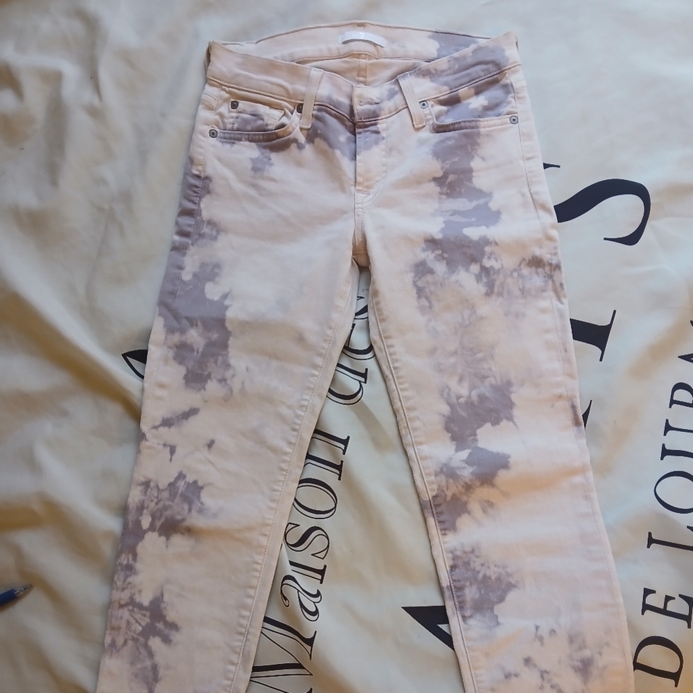 7 For All Mankind Women's Skinny Jeans - Cream and Gray